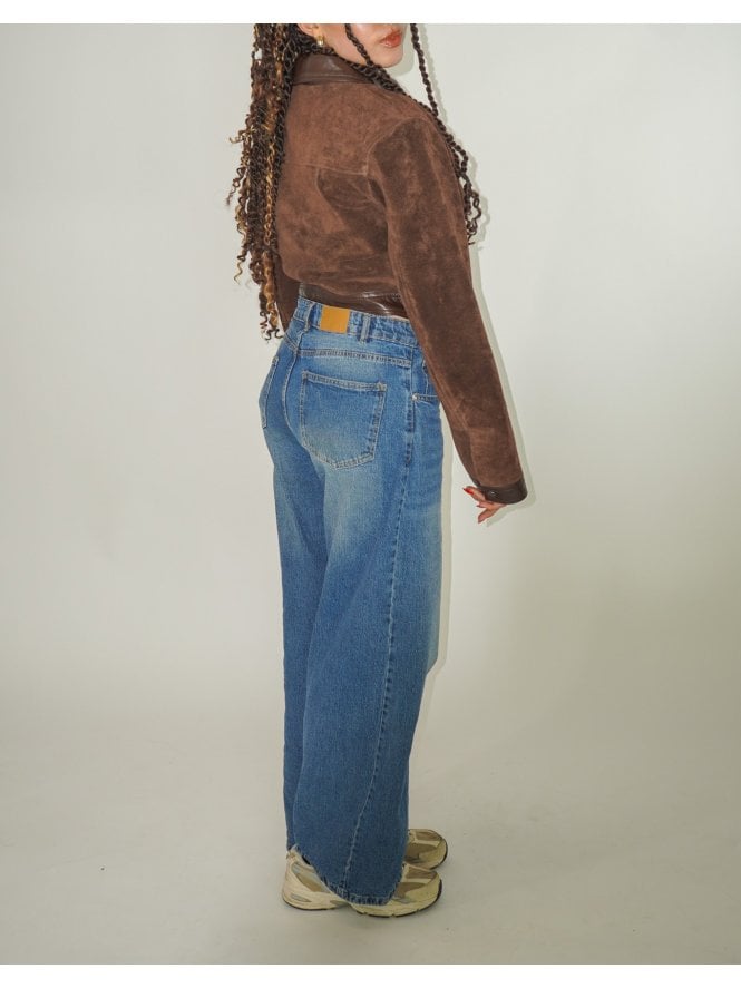 Muubaa Muubaa Leather Trim Cropped Suede Bomber