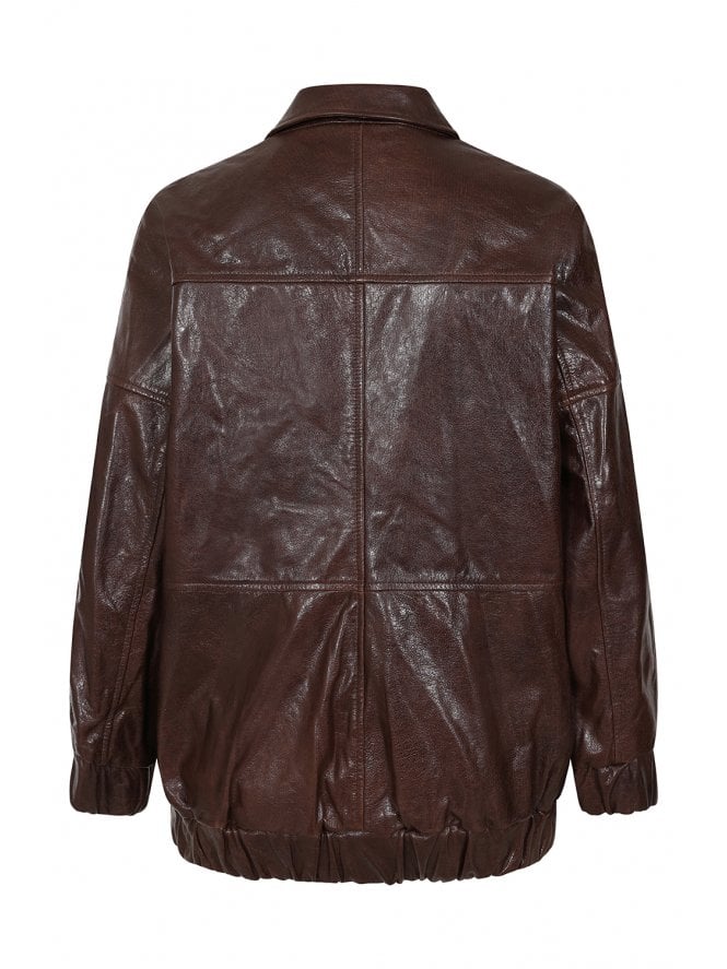 Muubaa Muubaa Longline Zip Front Leather Bomber