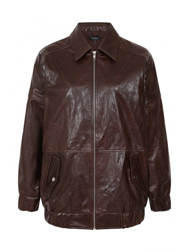 muubaa Muubaa Longline Zip Front Leather Bomber