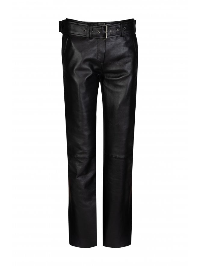 Muubaa Muubaa Low Rise Belted Leather Trousers