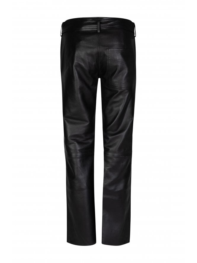 Muubaa Muubaa Low Rise Belted Leather Trousers