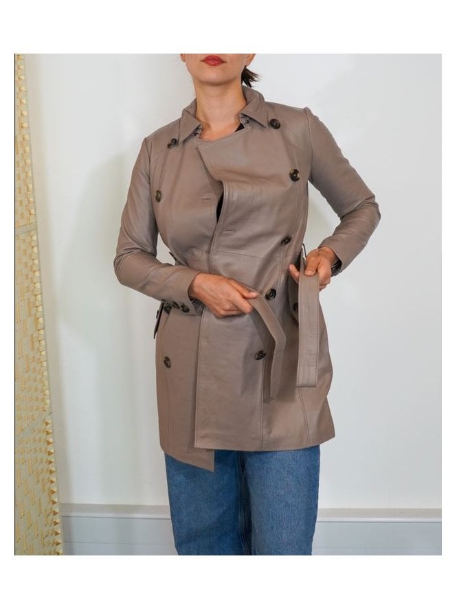 Muubaa Muubaa Lyla Short Leather Trench Coat