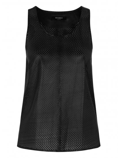 muubaa Muubaa Olinda Black Perforated Leather Vest