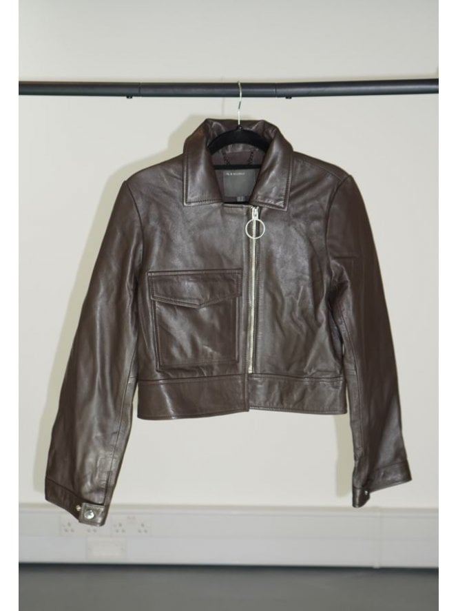Muubaa Muubaa Tabitha Zip Front Leather Bomber