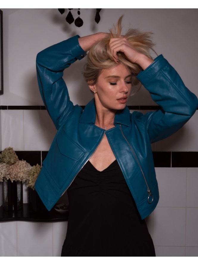 muubaa Muubaa Tabitha Zip Front Leather Bomber