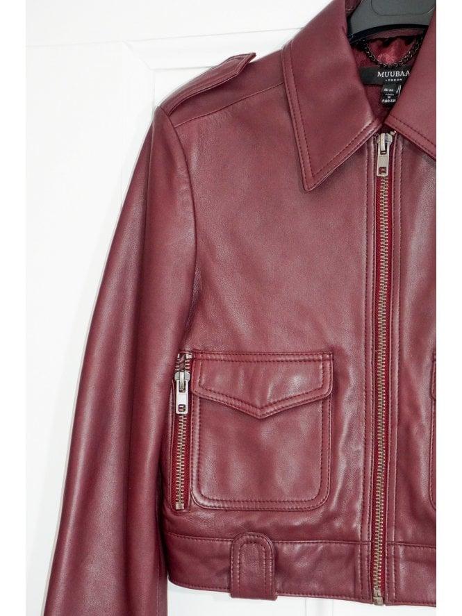Muubaa Muubaa Tabitha Zip Front Leather Bomber