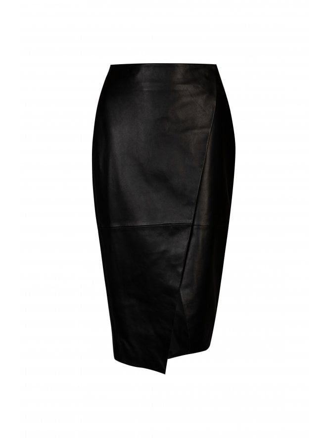 Muubaa Muubaa Thyra Asymmetric Leather Wrap Skirt
