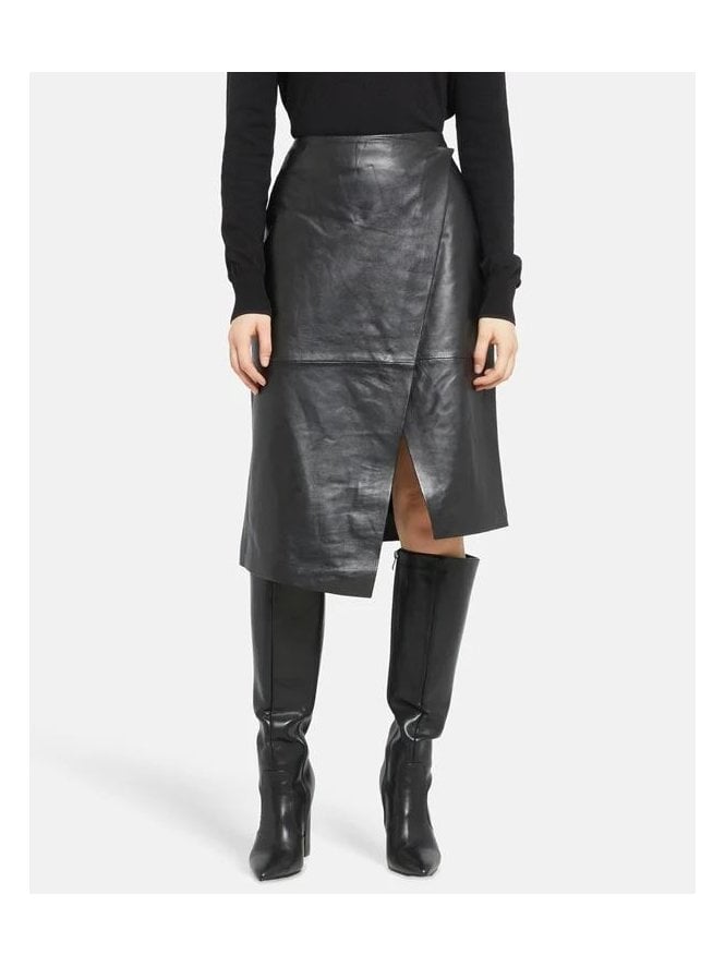 muubaa Muubaa Thyra Asymmetric Leather Wrap Skirt