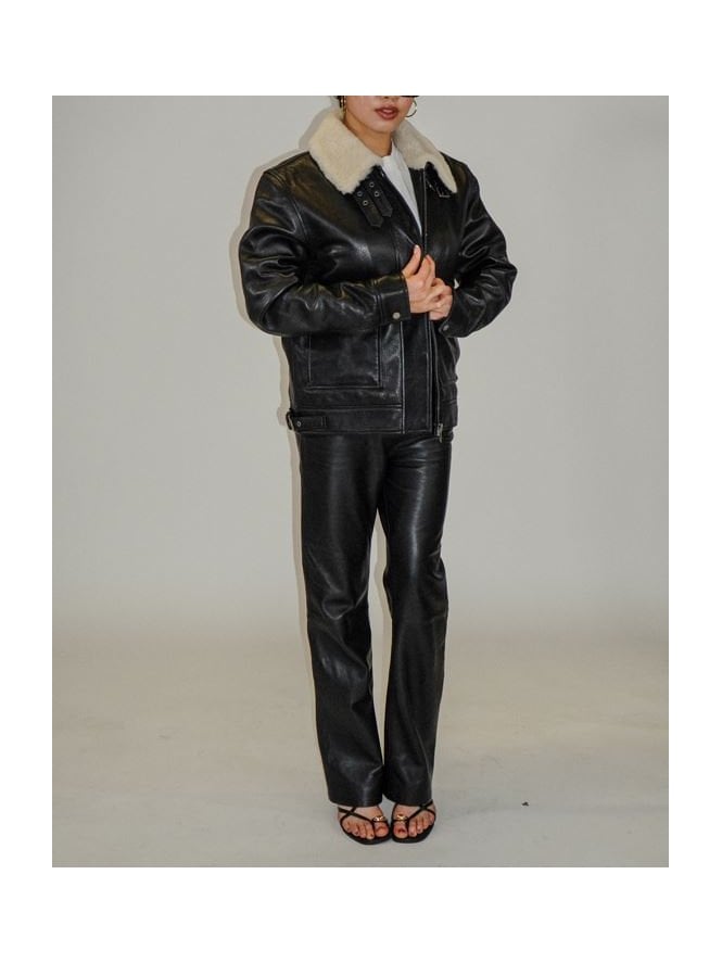 Muubaa Muubaa Oversized Bomber With Shearling Collar