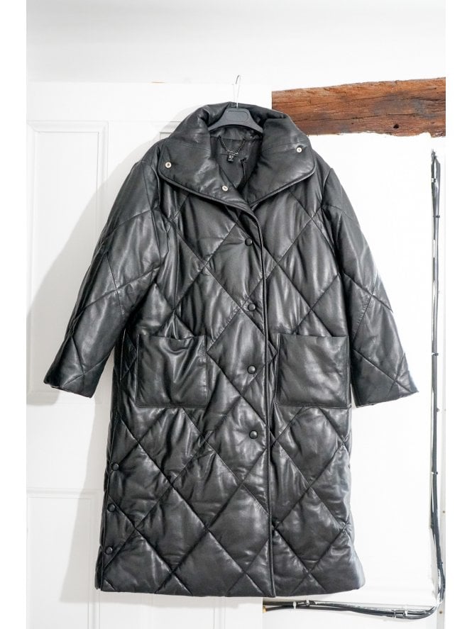 muubaa Muubaa Padded Front Funnel Neck Puffa Leather Coat