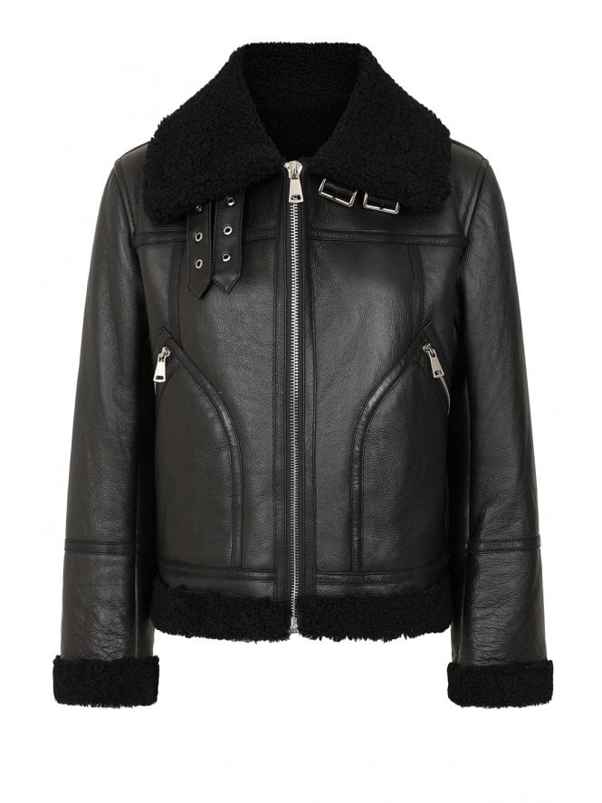 Muubaa Muubaa Ruby Cropped Shearling Collard Bomber