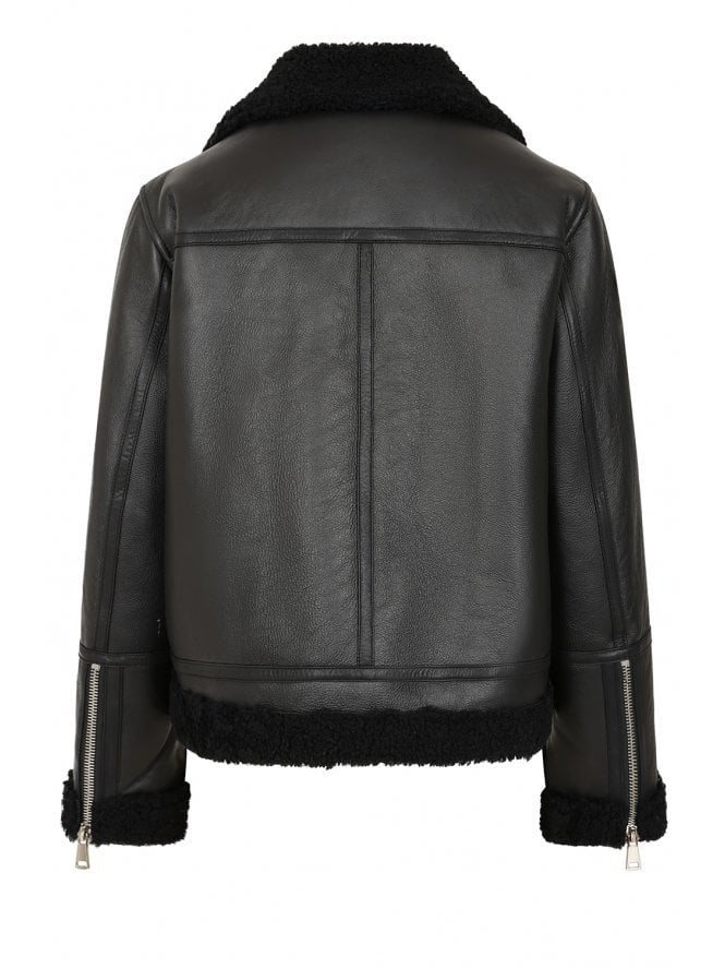 Muubaa Muubaa Ruby Cropped Shearling Collard Bomber