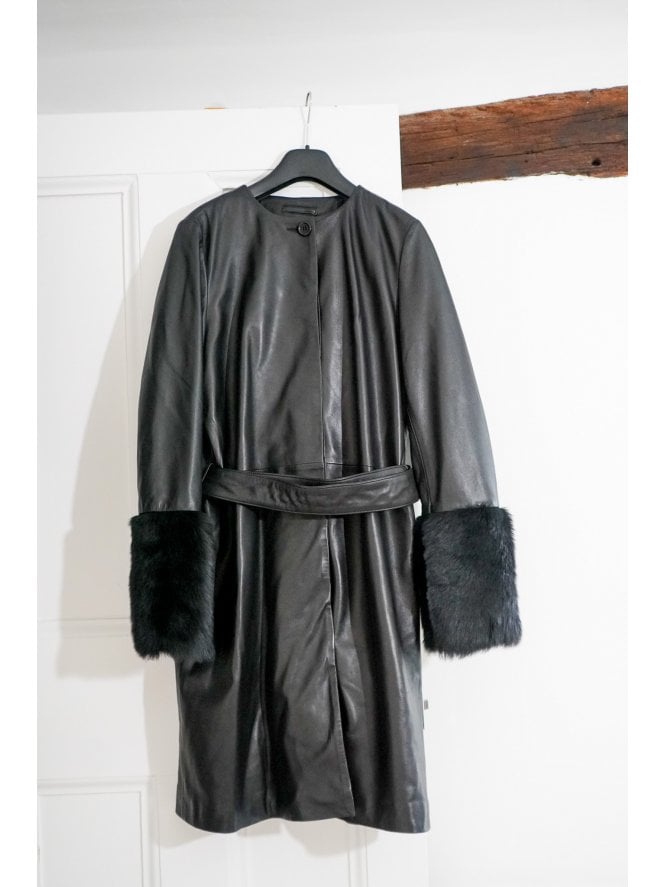 Muubaa Muubaa SGL Breasted Coat With Shearling Cuffs