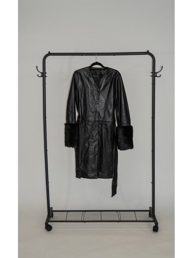 Muubaa Muubaa SGL Breasted Coat With Shearling Cuffs