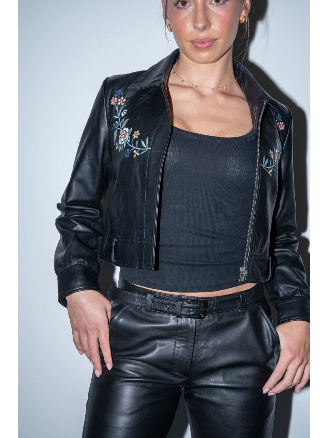 muubaa Muubaa Tanita leather embroided biker jacket