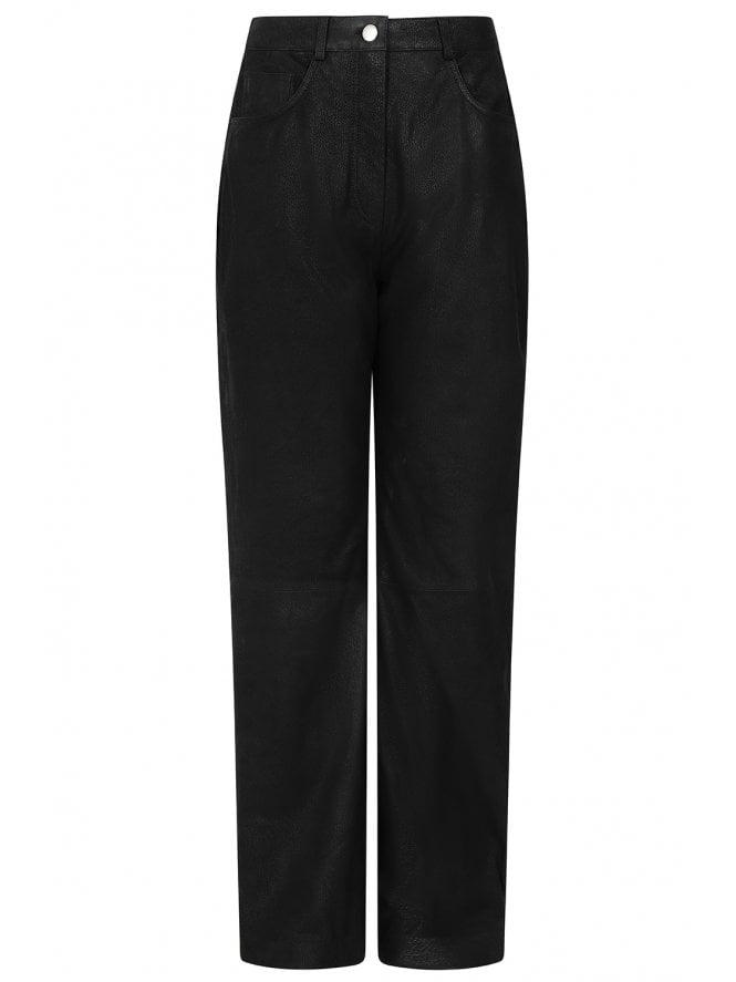 muubaa Muubaa Vintage Finish Straight Leather Leg Trousers