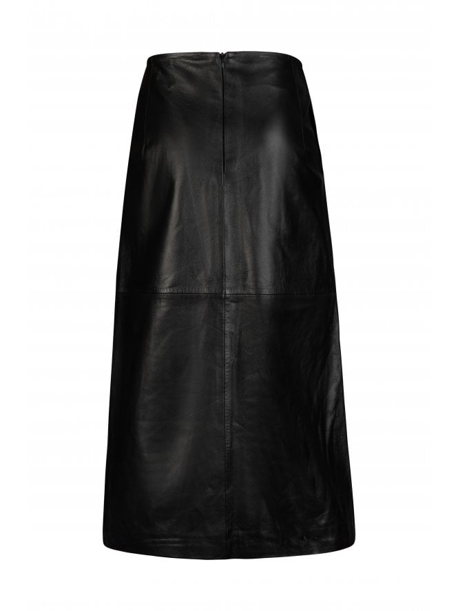 Muubaa Muubaa Zoe Leather A Line Midi With Large Front Split Skirt