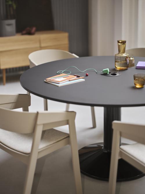 Muuto Midst Table W. Power Cut-out | Contemporary Round Meeting Table