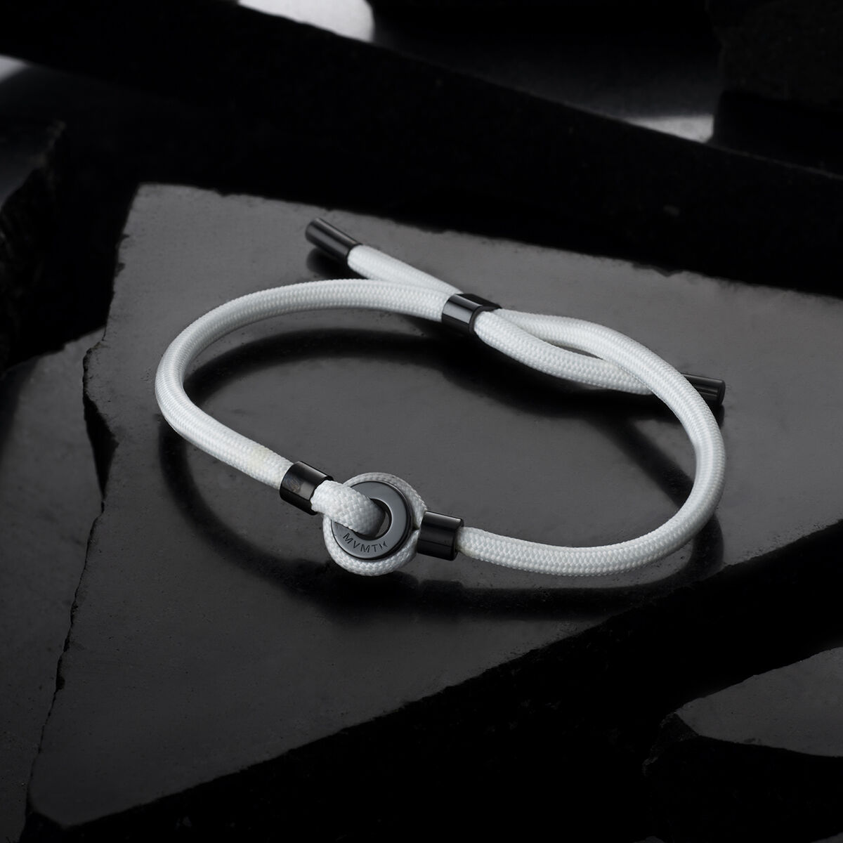 Mvmt Ceramic Upcycled Rope Bracelet White + Black Ceramic