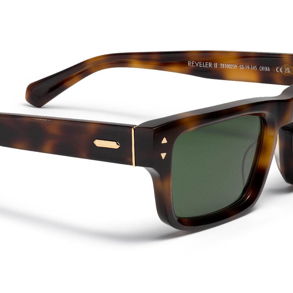 Mvmt Del Mar Rectangle Sunglasses Tortoise Frame + Green Lens | Polarized