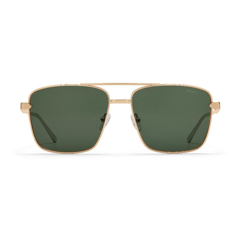 mvmt Horizon Square Aviator Sunglasses Gold Frame + Green Lens | Polarized