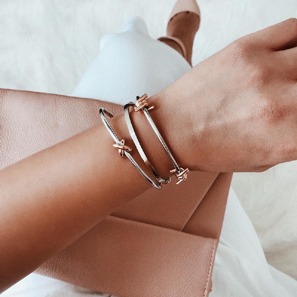 Mvmt Knot Cuff Sterling Silver + 18k Rose Gold Plated