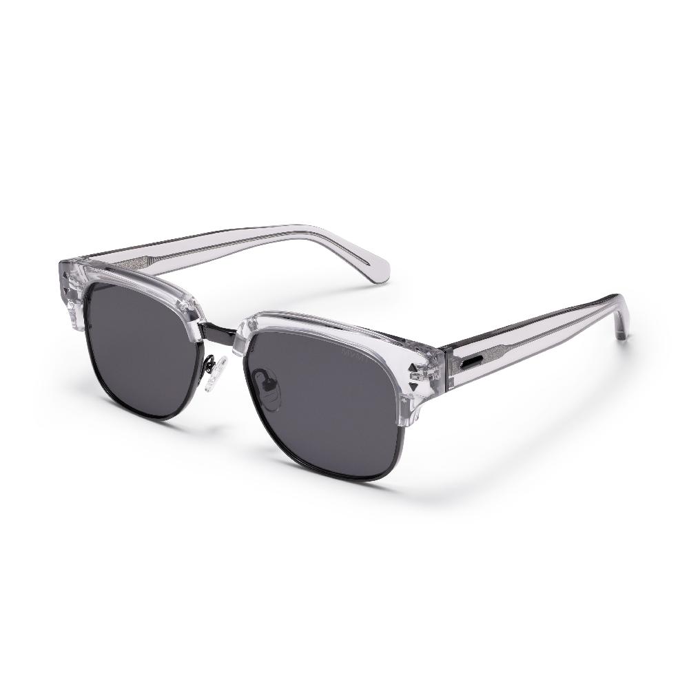 Mvmt Laguna Square Sunglasses Transparent Grey & Black Frame + Grey Lens | Polarized