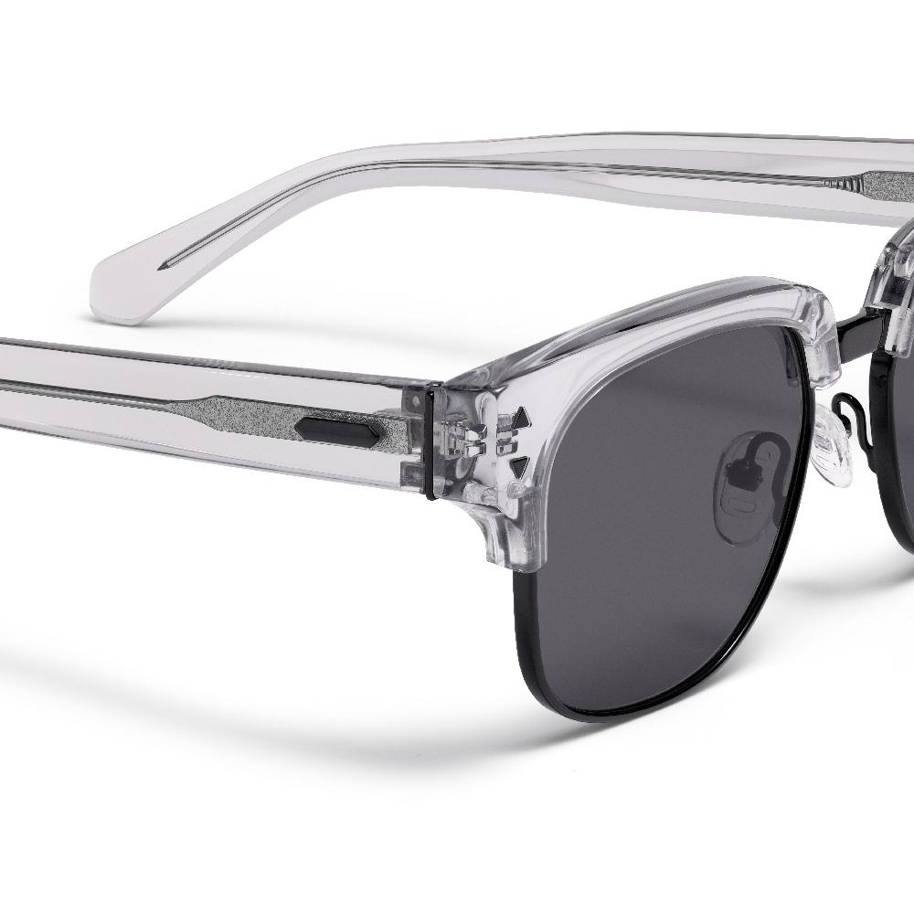 Mvmt Laguna Square Sunglasses Transparent Grey & Black Frame + Grey Lens | Polarized