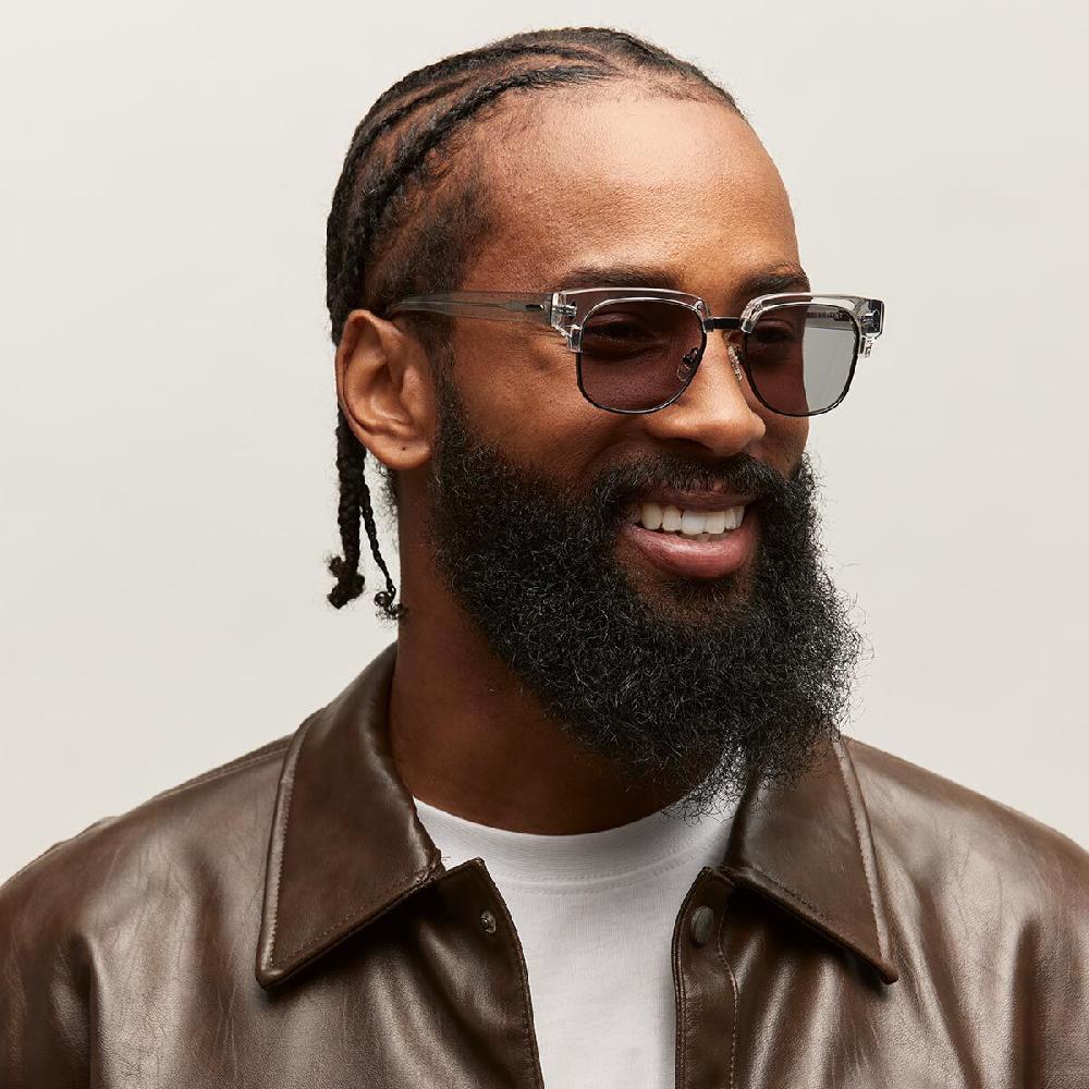 Mvmt Laguna Square Sunglasses Transparent Grey & Black Frame + Grey Lens | Polarized