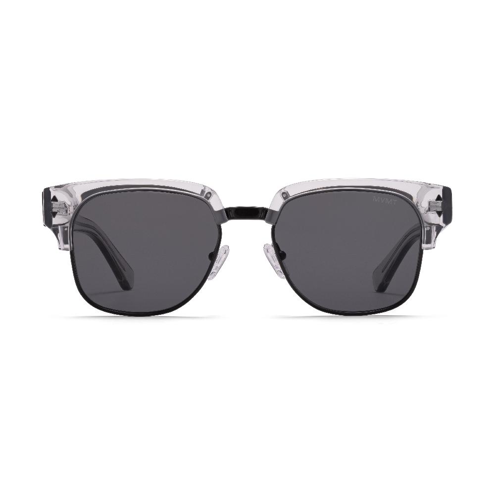 mvmt Laguna Square Sunglasses Transparent Grey & Black Frame + Grey Lens | Polarized