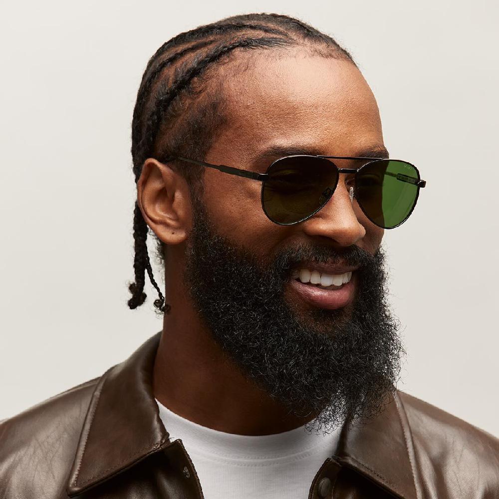 Mvmt Miramar Aviator Sunglasses Black Frame + Green Lens | Polarized