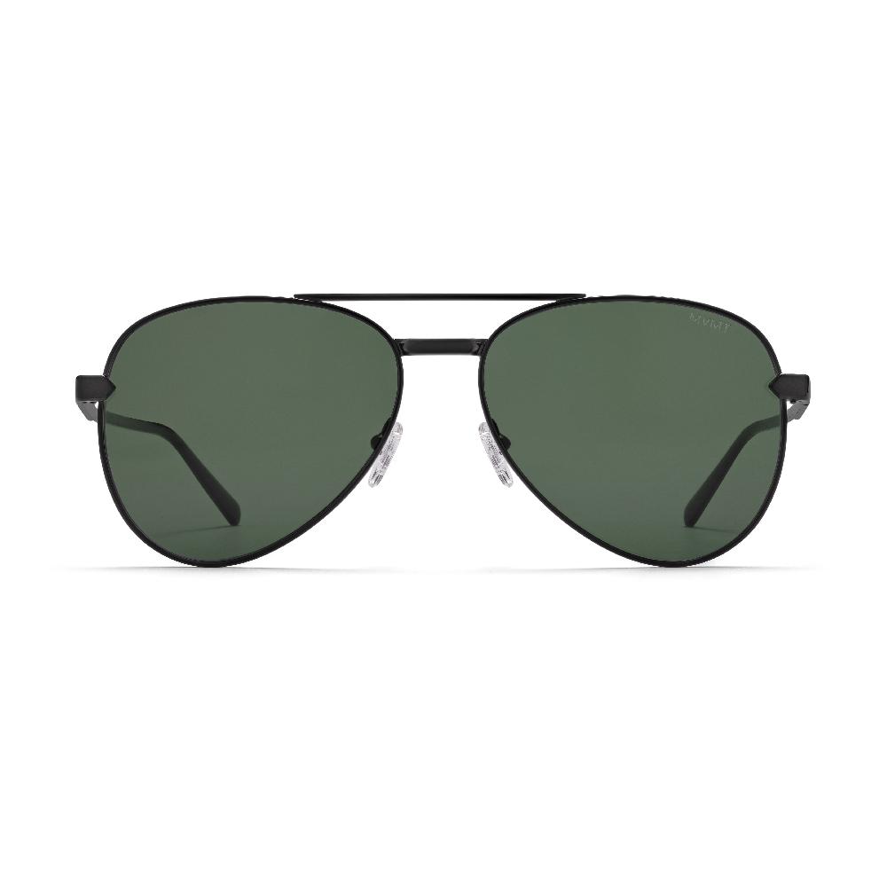 mvmt Miramar Aviator Sunglasses Black Frame + Green Lens | Polarized