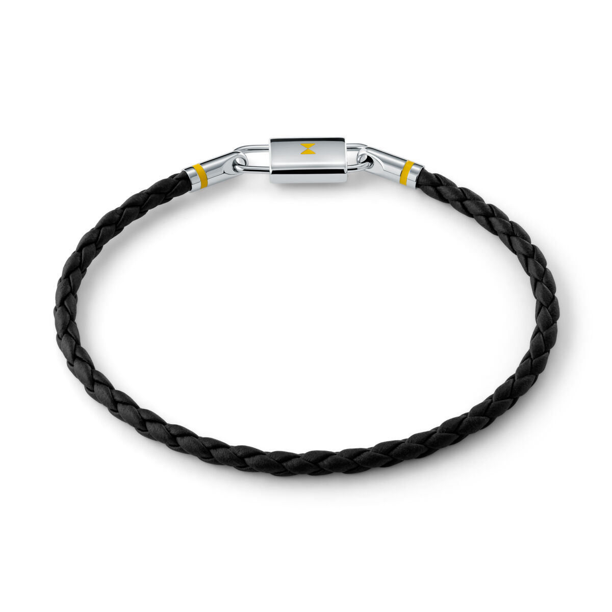 Mvmt Braided Leather Bracelet Black/Silver