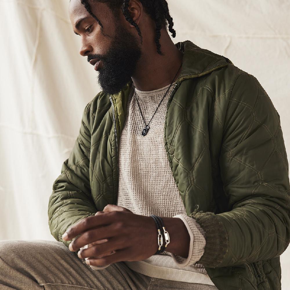 Mvmt Braided Leather Bracelet Black/Silver