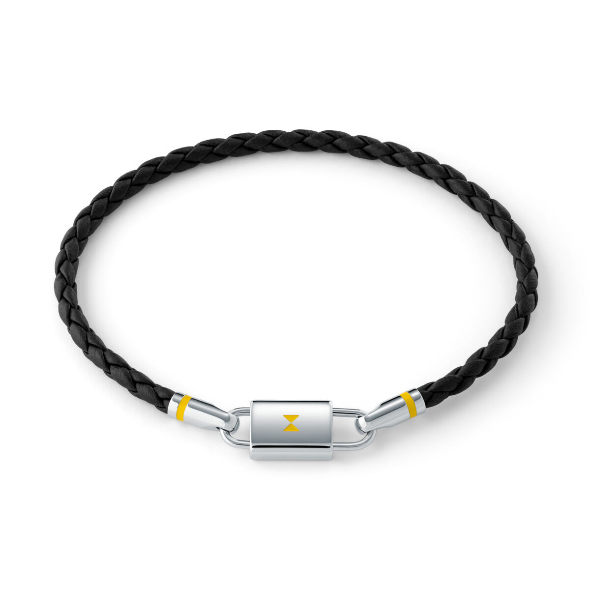 mvmt Braided Leather Bracelet Black/Silver