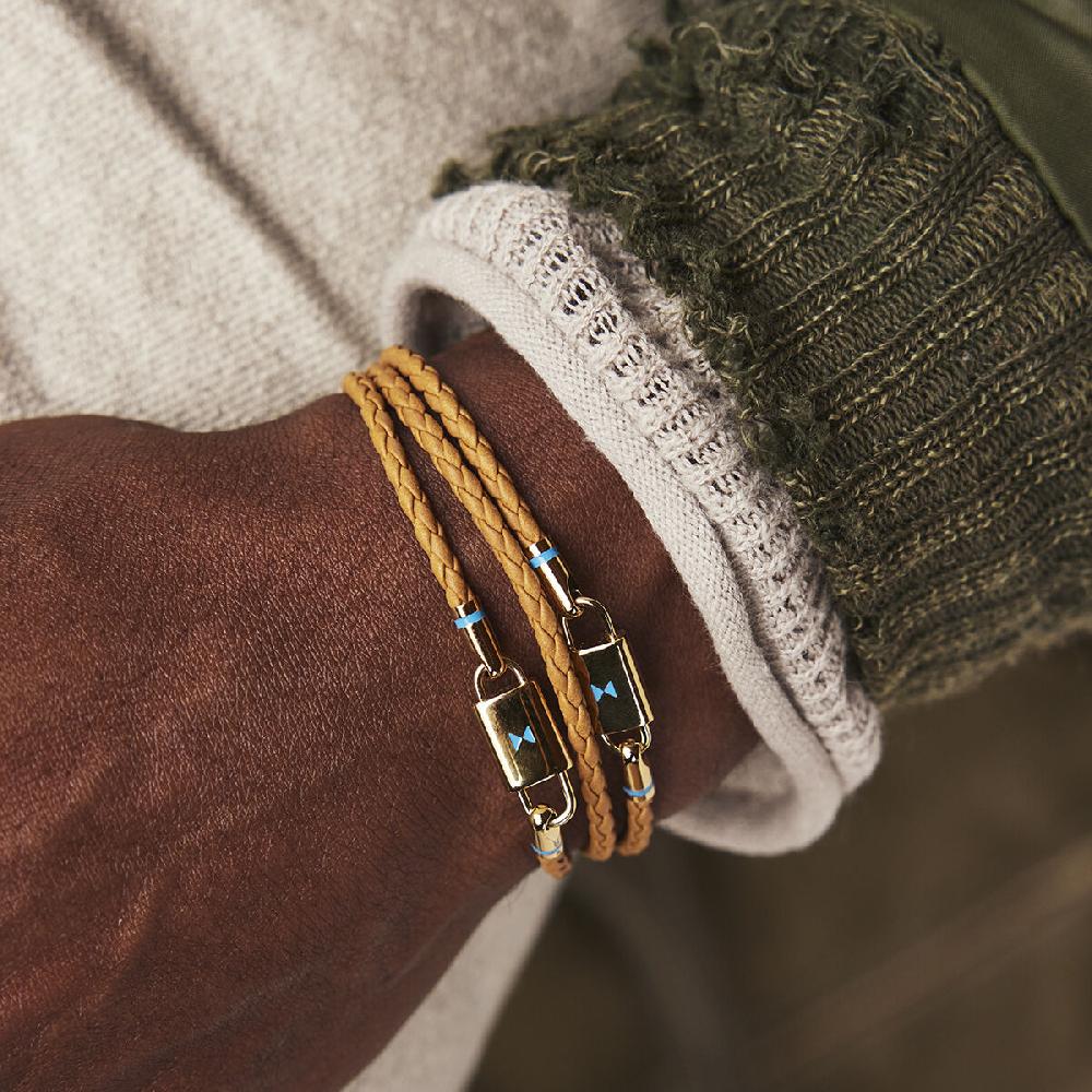 Mvmt Braided Leather Bracelet Brown/Gold