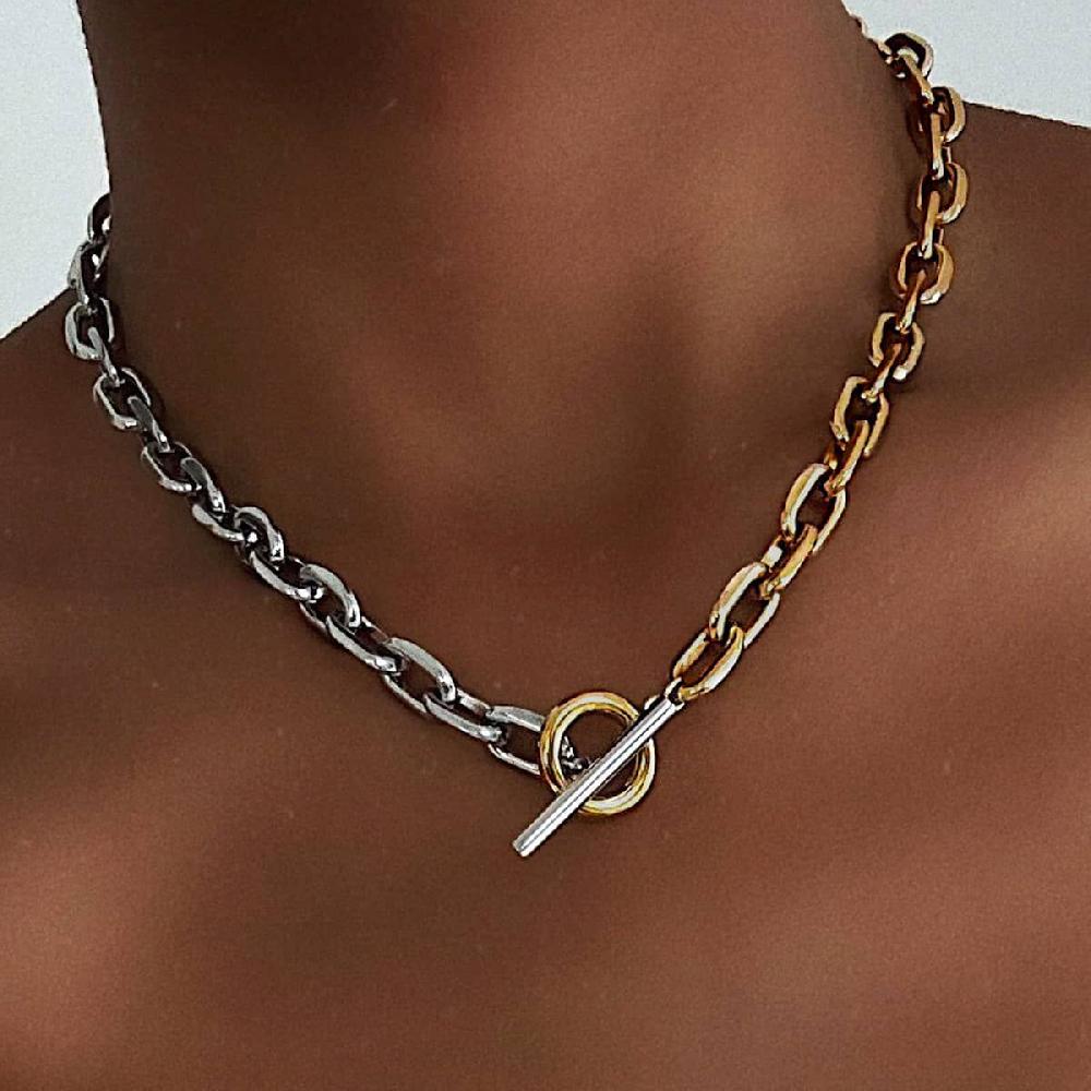 Mvmt Chunky Cable Necklace Silver + Gold