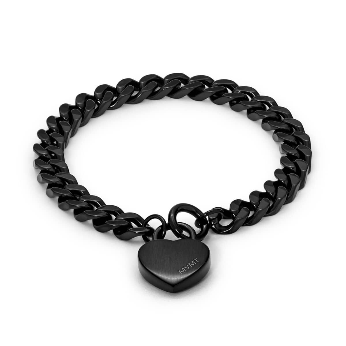 mvmt Chunky Heartlock Chain Bracelet Black
