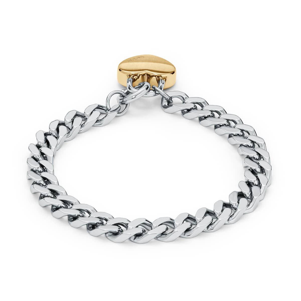 Mvmt Chunky Heartlock Chain Bracelet Silver + Gold