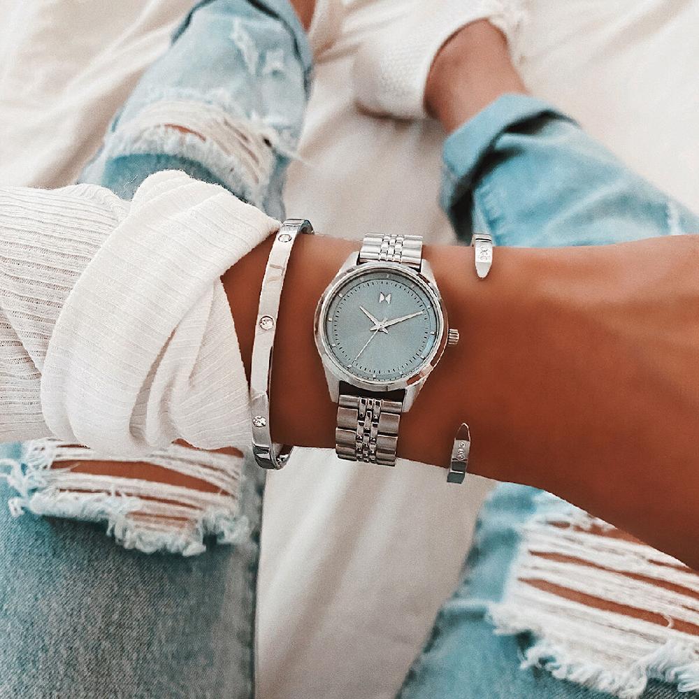 Mvmt Crystal Ellipse Bangle Silver