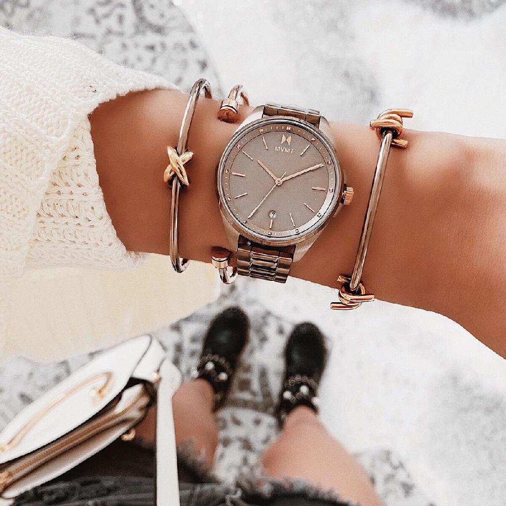 Mvmt Double Barbed Cuff Taupe + Rose Gold