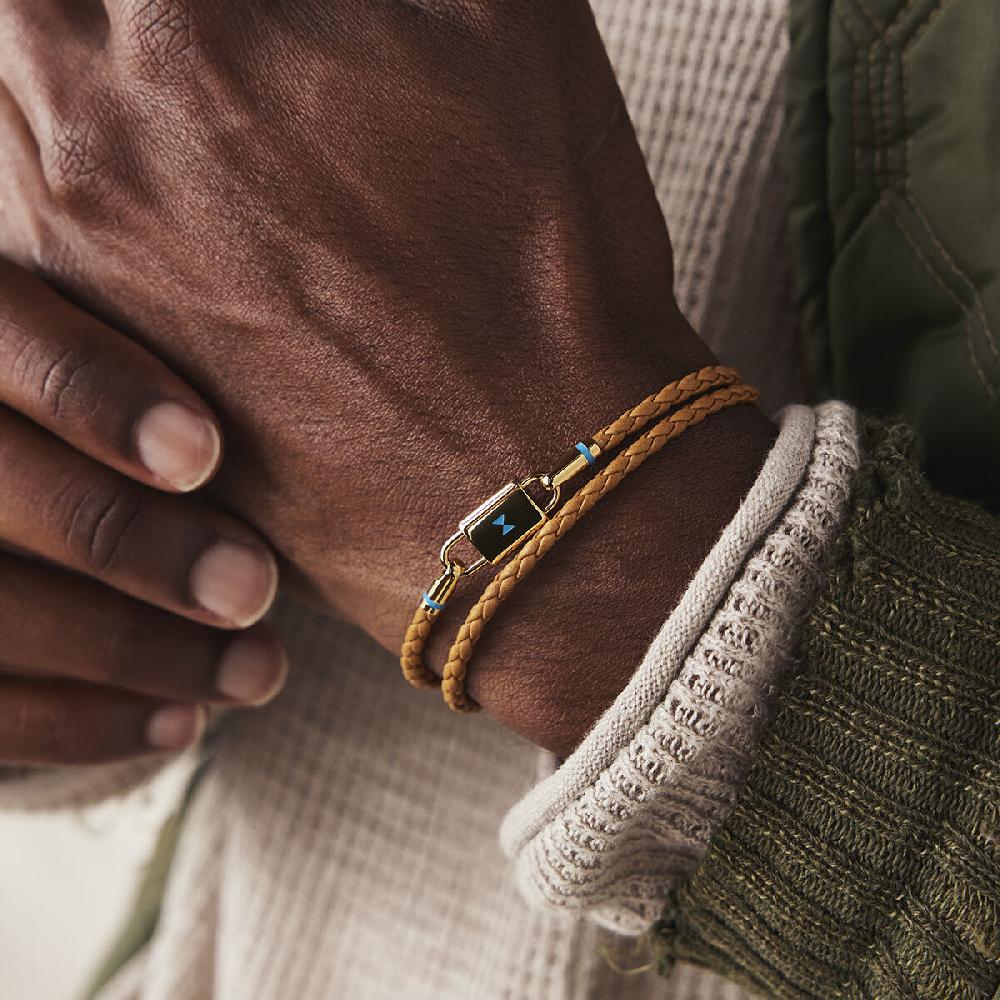 Mvmt Double Braided Leather Bracelet Brown/Gold