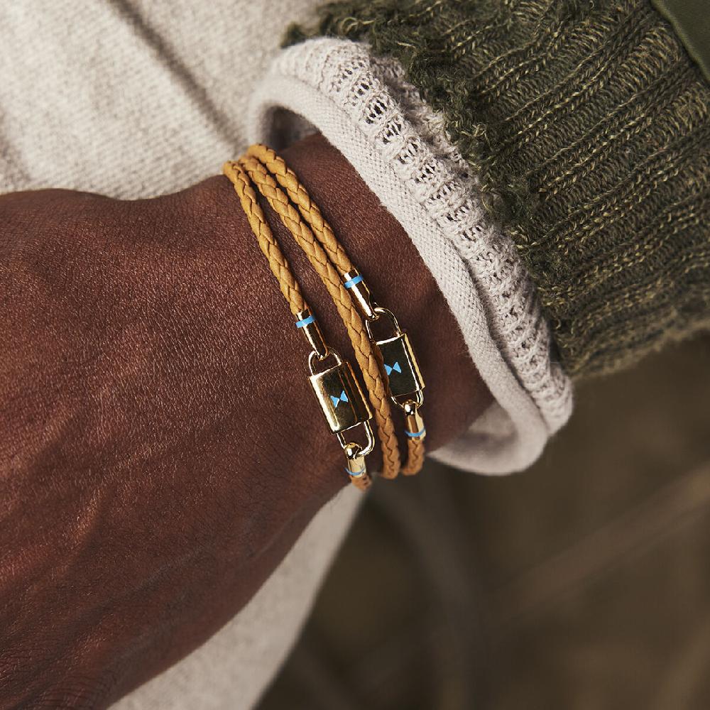 Mvmt Double Braided Leather Bracelet Brown/Gold