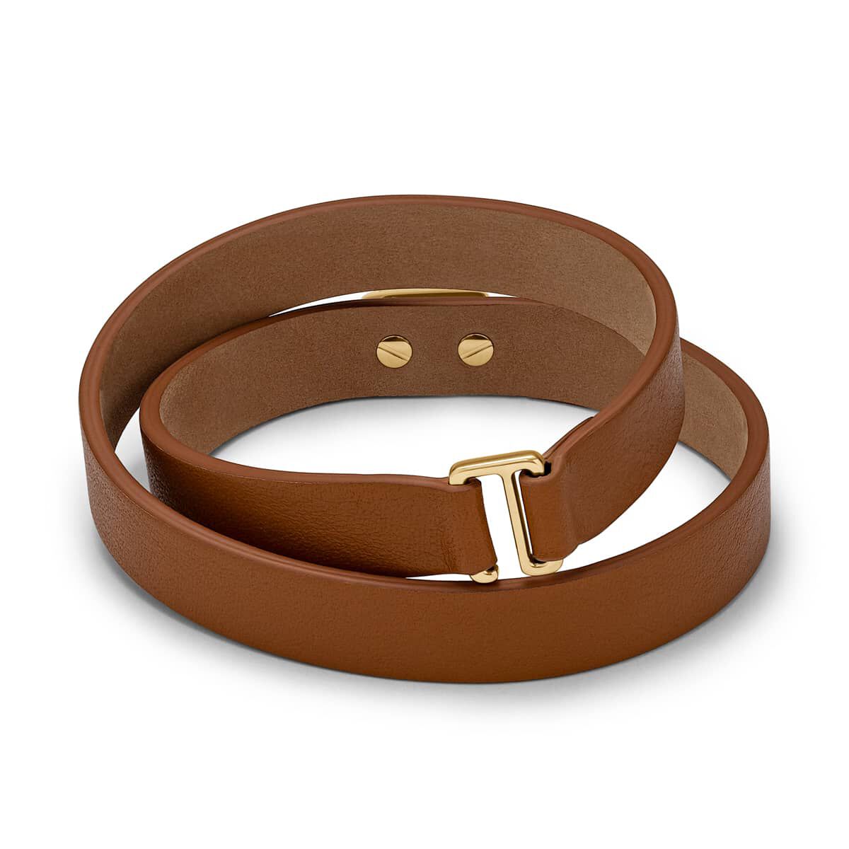 Mvmt Double Leather Heartlock Bracelet Tan