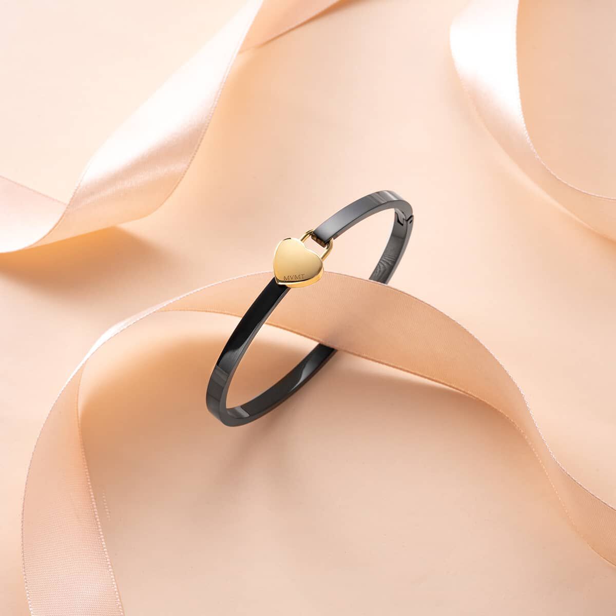 Mvmt Heartlock Bangle Black