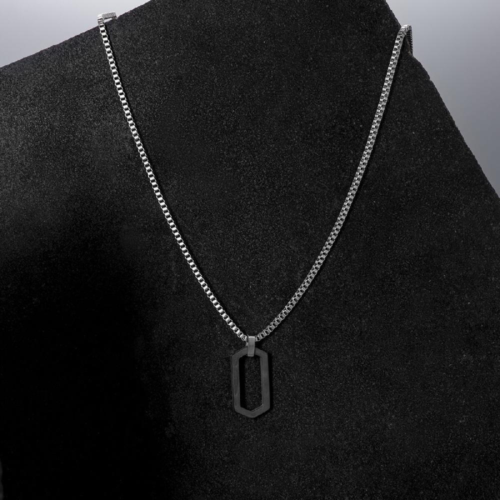 Mvmt Hex Necklace Silver + Forged Carbon