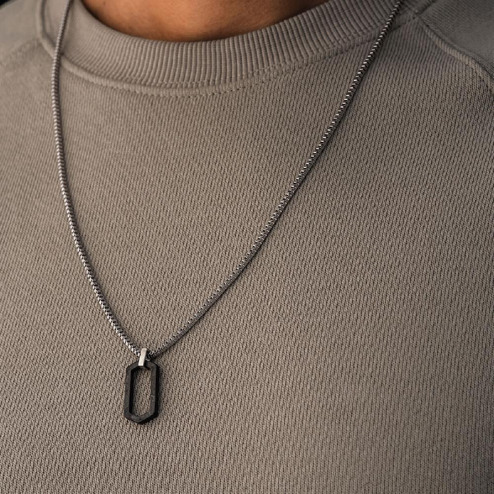 Mvmt Hex Necklace Silver + Forged Carbon