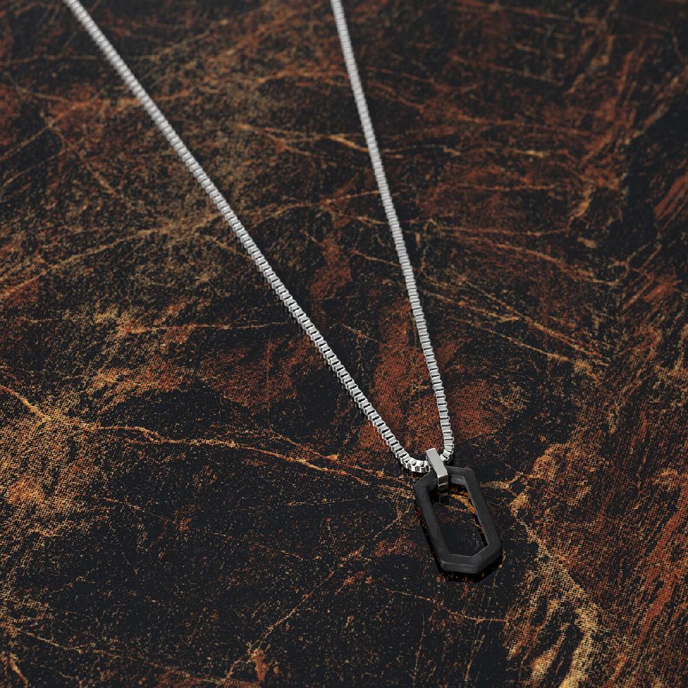 Mvmt Hex Necklace Silver + Forged Carbon