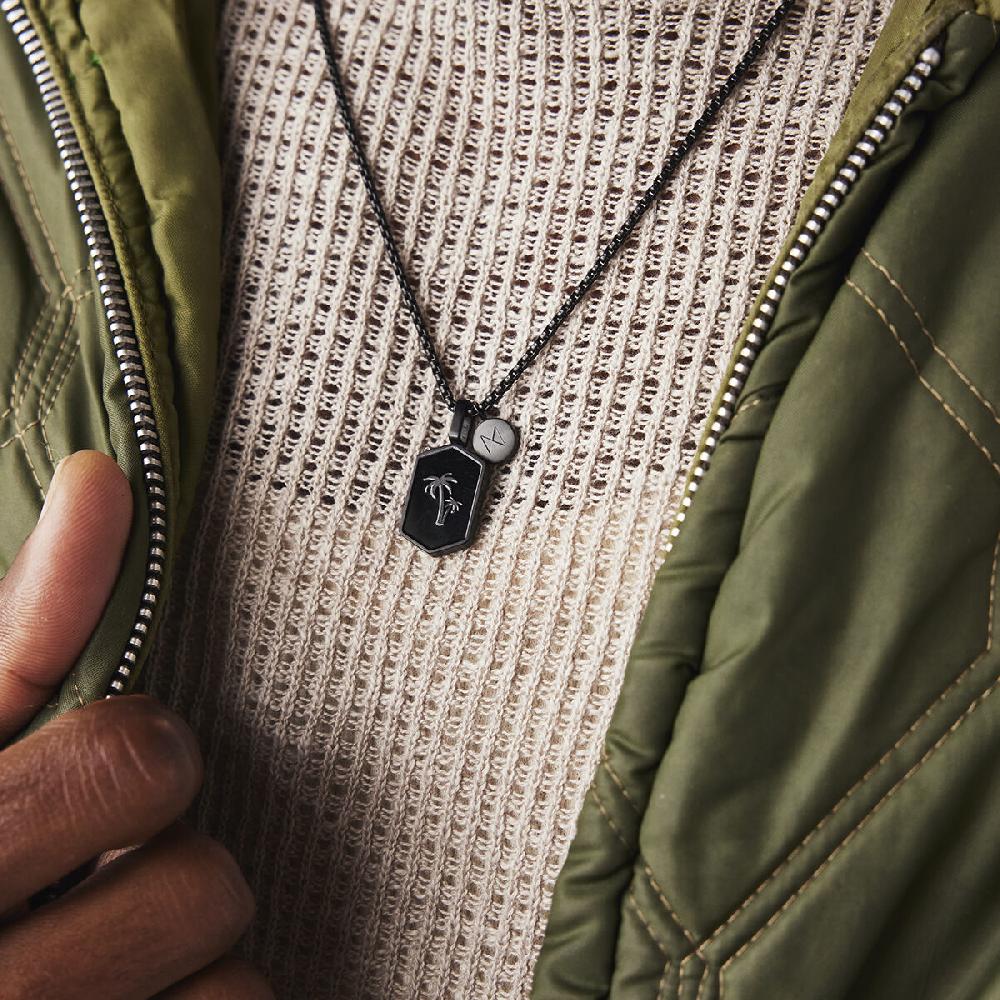 Mvmt Hex Palm Tree Pendant Necklace Black/Silver