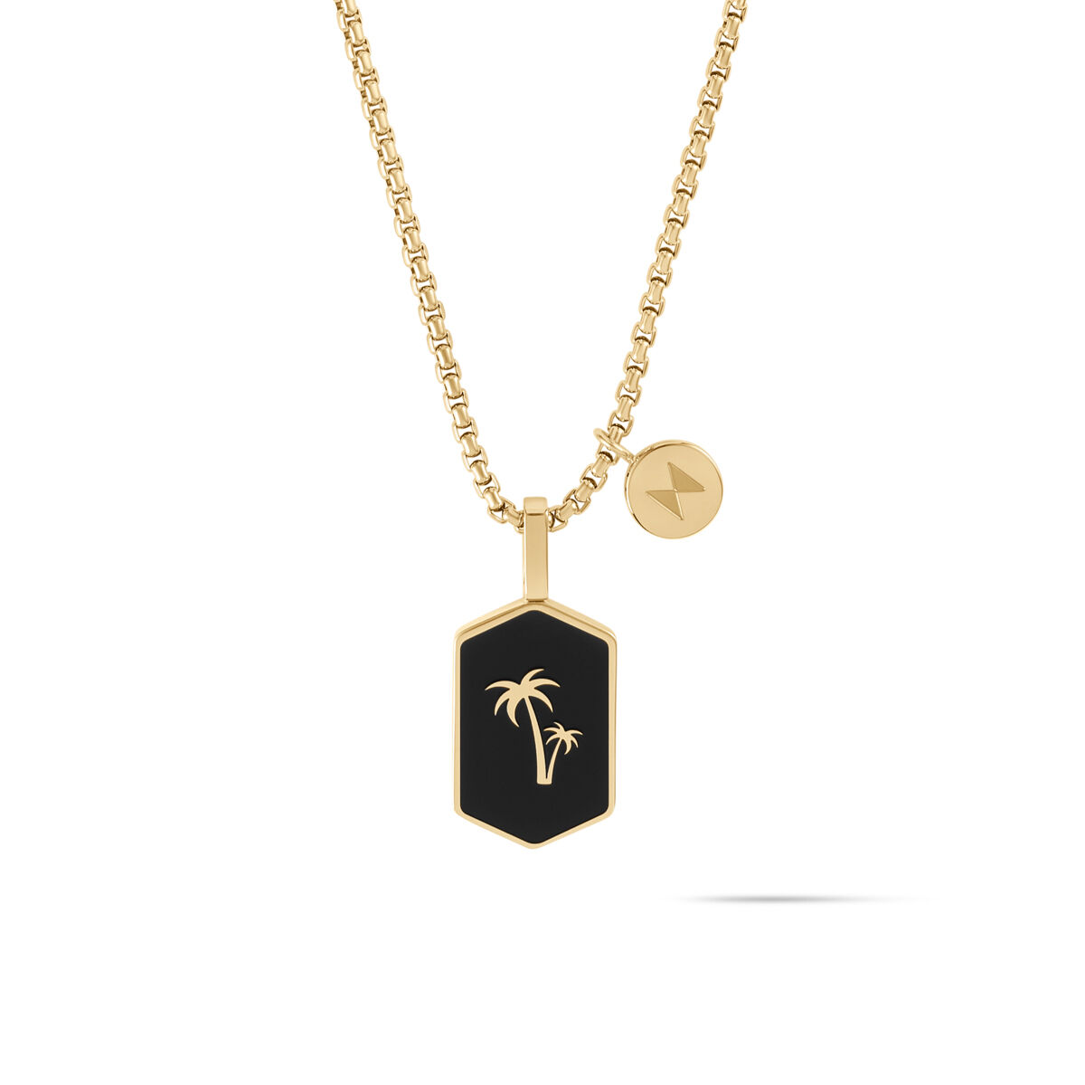 mvmt Hex Palm Tree Pendant Necklace Gold/Black